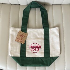 Green and White Canvas Tote